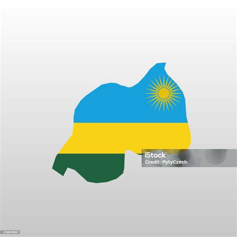 Rwanda National Flag In Country Map Silhouette Stock Illustration