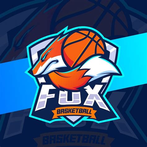 Fuchs Basketball Maskottchen Esport Logo Design Premium Vektor