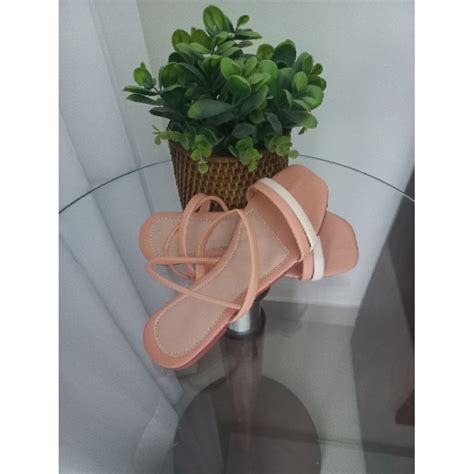 Sandália Rasteirinha Feminina Nude Confortável Elástico Traseiro Shopee Brasil