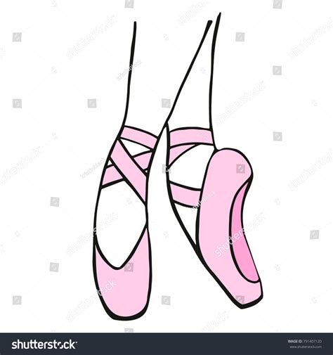 Pink Pointe Shoes Handdrawing Vector Illustration เวกเตอรสตอก ปลอด