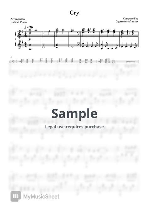 Cigarettes After Sex Cry Sheet Music By Gabriel Piano