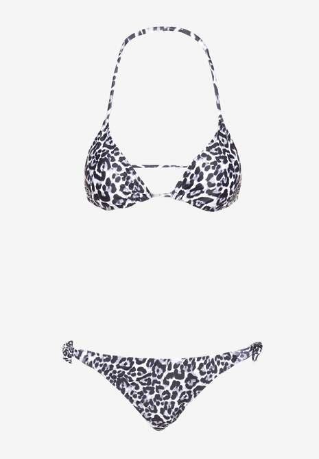 Czarne Bikini w Panterkę z Wiązanymi Figami i Biustonoszem Vlantia Renee