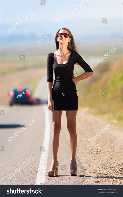 Beautiful Brunette Sexy Woman Black Dress Stock Photo 252220801 Shutterstock