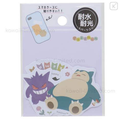 Japan Pokemon Vinyl Deco Sticker Set Gengar Mimikyu Snorlax