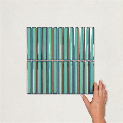 Kyoto Concave Teal Gloss Finger Mosaic 15x145mm | Wall Only Tiles ...