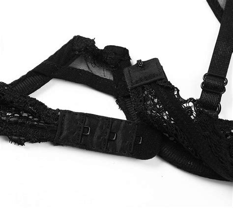 JEATHA Damen Busenfrei Neckholder BH Top Bikini Oberteil Transparent Büstenhebe Push Up Spitze