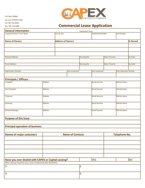 Free Printable Commercial Lease Application Templates [PDF, Word] 