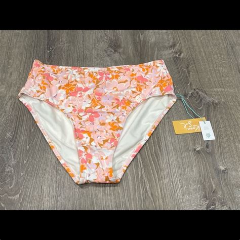 Kona Sol Swim New Kona Sol Bikini Swimsuit Peach Flowers Large High Waist C Poshmark