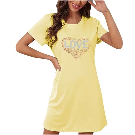 Sokhug Sleep Shirts For Women Valentine Love Heart Graphic Short Sleeve