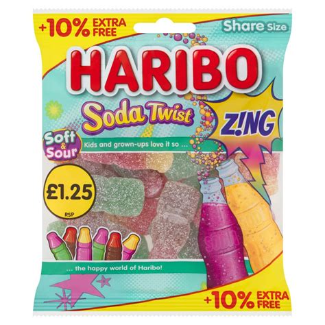 Haribo Soda Twist Zing Fizzy Jelly Sweets Sharing Bag 154g Bestway