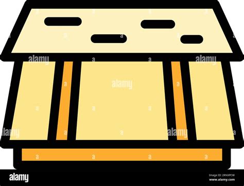 Tile Roof Icon Outline Vector Roofer Work Repair Renovation Color