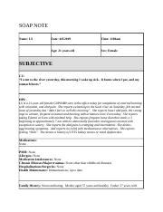 SU NSG6430 SOAP LS Docx SOAP NOTE Name LS Date 4 8 2019 Time 1100am Age 21 Years Old Sex