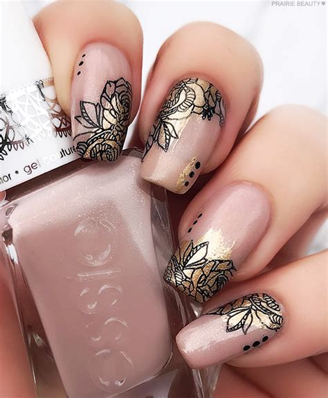 MANI MONDAY Nude Gold Rose Nail Art Prairie Beauty