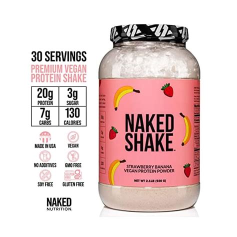 Naked Shake Vegan Protein Powder Strawberry Banana Flavored Plant Based Protein With Mct
