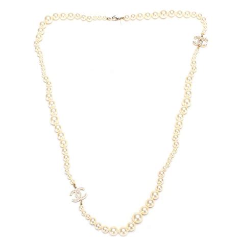 Chanel Collier de fausses perles CC Métal Blanc ref 602165 Joli Closet