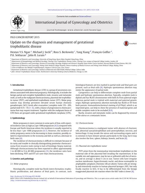 Pdf Update On The Diagnosis And Management Of Gestational