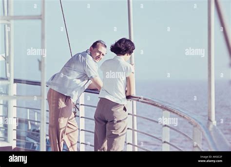 Mature Man And Woman On A Cruising Ship S Stock Photo Alamy
