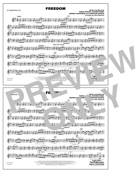 Freedom Arr Paul Murtha Eb Baritone Sax By Jon Batiste Sheet Music