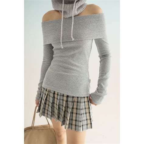 Áo trễ vai len gân NAKED by V Serena Top Shopee Việt Nam