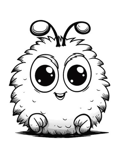 Premium AI Image | Coloring pages of a fluffy animal with big eyes and ...