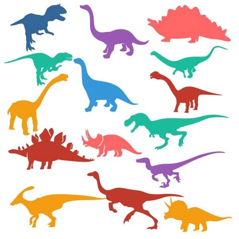 Dino Silhouettes Cuttable Design Dinosaur Silhouette Dinosaur