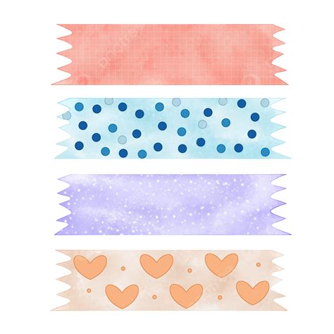 Cute Washi Tape Hd Transparent, Cute Watercolor Cartoon Washi Tape ...