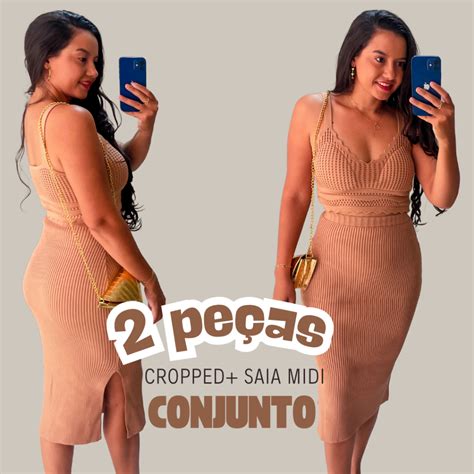 Conjunto Nude Tricot Modal Cropped De Tricot Bojo E Decote Em V Shopee Brasil