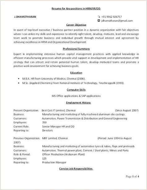 Fresher Resume Format For Bsc Chemistry