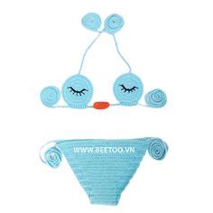 31 Bikini len móc cho bé ý tưởng bikini áo crop top màu sắc