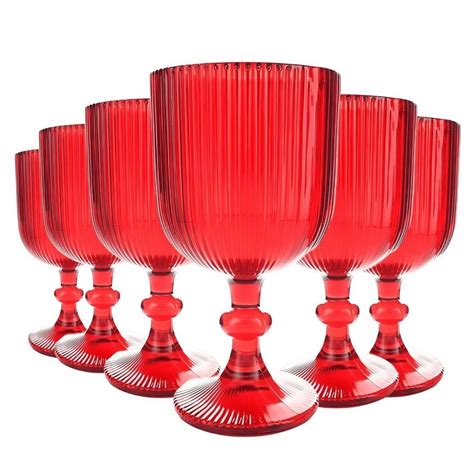 Taças Vermelhas De Vidro - Jogo com 6 Taças Versalhes de Vidro Vermelho de Agua ou Suco 390ml ...
