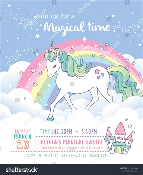 7502 Unicorn Birthday Party Invitation Images Stock Photos And Vectors
