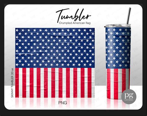 Crumpled American Flag Skinny Straight Tapered Tumbler Png Etsy