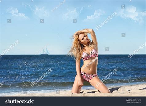 Portrait Happy Sexy Girl Pink Bikini Stock Photo Shutterstock