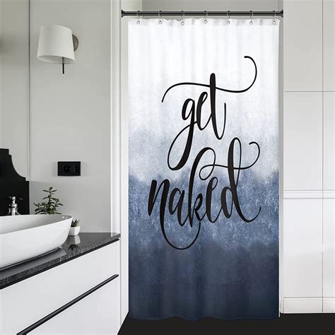 Small Stall Skinny Shower Curtain Marble Get Naked Wx H Inch Blue Texture Abstract Nakey