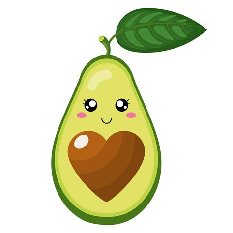 Cute Cartoon Avocado Character In Love Isolated On White Background