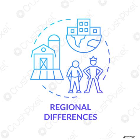 Regional differences blue gradient concept icon - stock vector 6257605