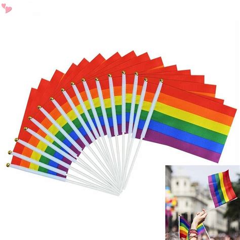 Datconect Rainbow Pride Stick Flag X Inch Pack Gay Hand Held Small Mini LGBT Pride Flags