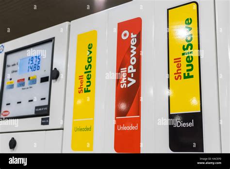 Shell petrol pump, UK Stock Photo - Alamy