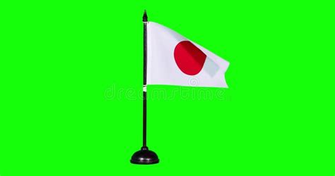 Japan Country Shape Outline On Green Screen With National Flag Waving