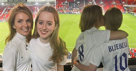 Geri Horner And Lookalike Daughter Bluebell 16 Wear Matching Smiles