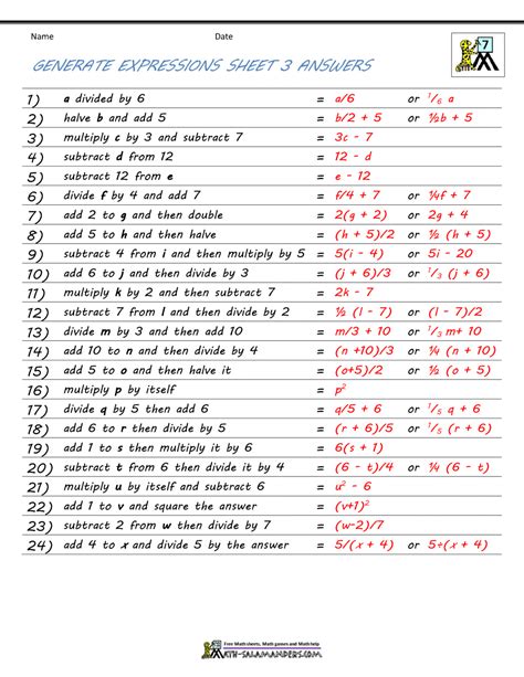 advanced algebra work problems worksheets  answers  grade math