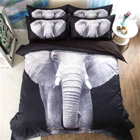 Black And White Animal Print Elephant Bedding Set Twin Queen King Size