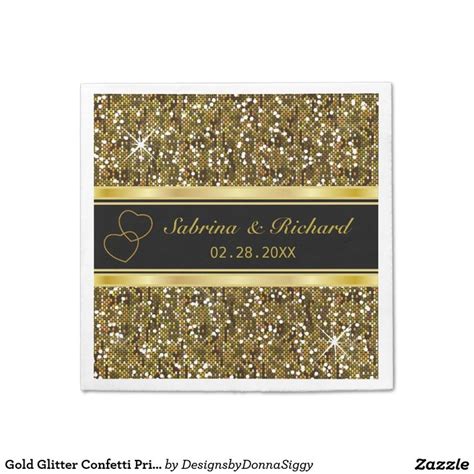 Gold Glitter Confetti Print Personalize Napkins Zazzle Gold