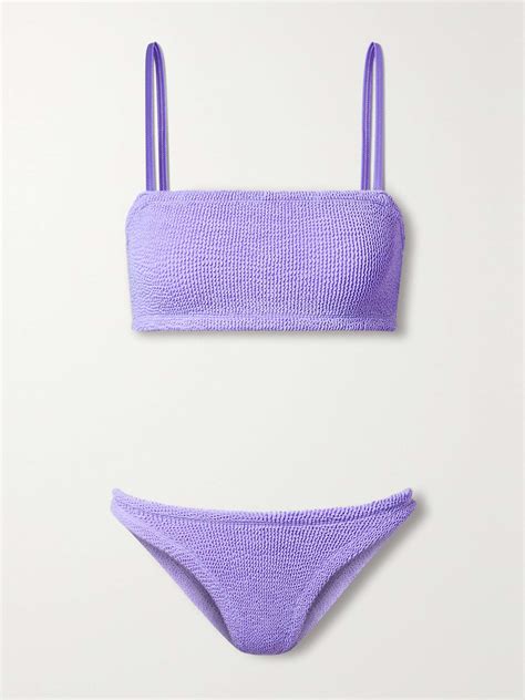 HUNZA G NET SUSTAIN Gigi Seersucker Bikini NET A PORTER