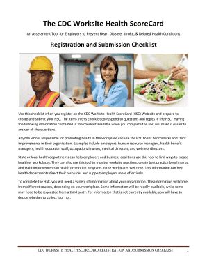 Fillable Online Cdc Cdc Worksite Healthscorecard Registration And