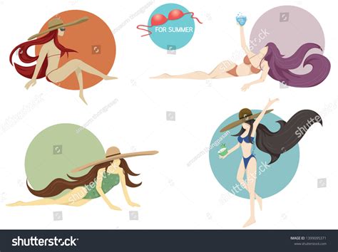 Set Vector Sexy Girl Bikini Swimsuitset Stock Vector Royalty Free Shutterstock