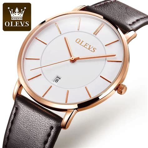 OLEVS Rel Gio De Pulseira De Couro Genu No Masculino Rel Gios De Pulso