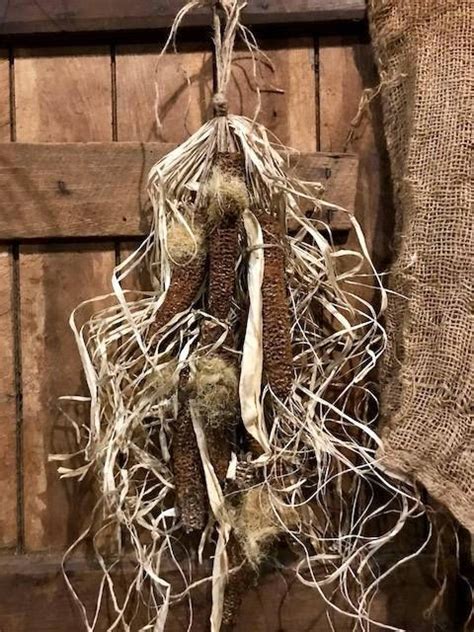 Primitive Dried Corn Corn Cobs Peg Hanger Door Keep Early Look Etsy