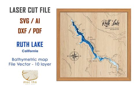 Digital File Pdf Svg Ruth Lake Marina Bathymetric Depth Layers Lay