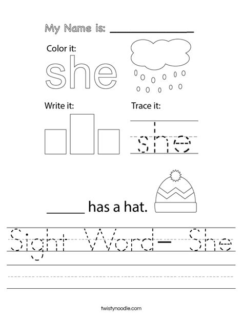 20 She Sight Word Worksheet Worksheets Decoomo